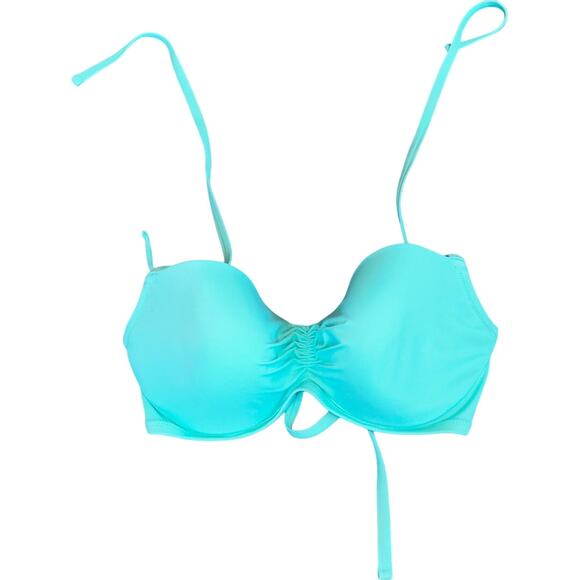 EUC Victoria's Secret Underwire Halter Neck Bikini Top Blue Women's Size 34DD. - Picture 1 of 3